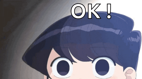 a close up of a person 's face with the words " ok " above it