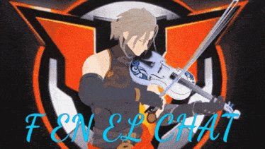 a person playing a violin with the words f & n & chat below