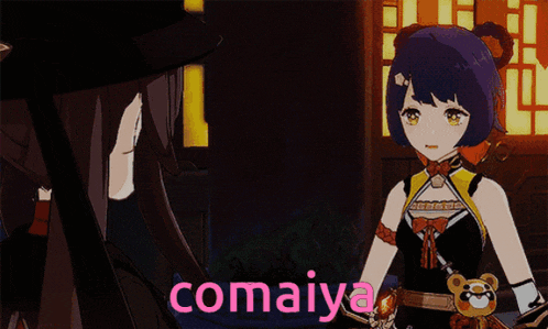 a cartoon character with the word comaiya on the bottom right