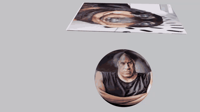 a picture of a man and a dog is on a plate