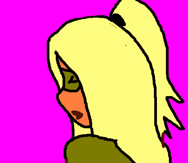 a cartoon of a woman blowing a kiss with a heart behind her