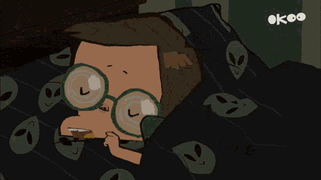 a cartoon character is laying in a pile of garbage with the word ok on the bottom right
