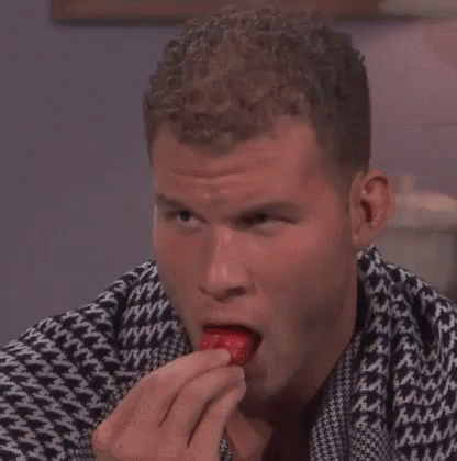 Blake Grffin, I Wish I Was The Strawberry GIF - Blake Griffin Strawberry Eating GIFs