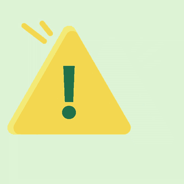 a yellow triangle with a green exclamation mark on it