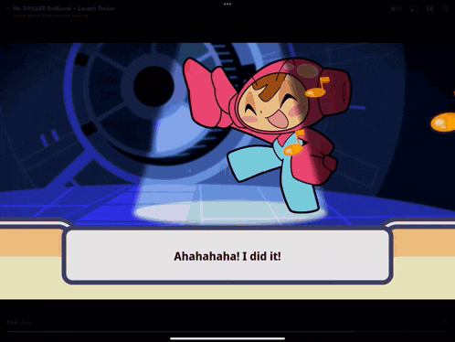 a cartoon character says ' ahahahaha i did it ' on a screen