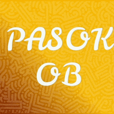 a yellow background with the words pasok gb in white letters
