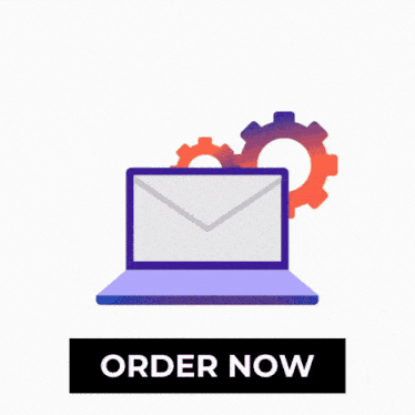 an illustration of an envelope on a laptop with a button that says order now
