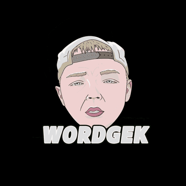a cartoon drawing of a man wearing a hat with the word wordgeek written below it