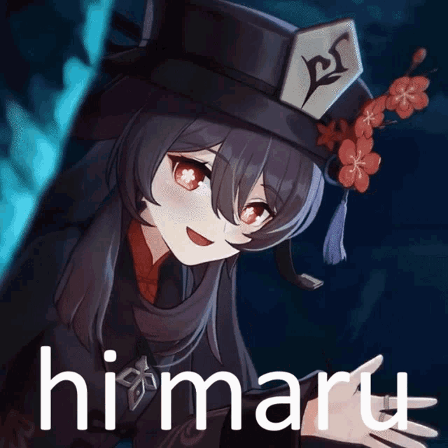 a picture of a girl in a hat with the word himaru below her