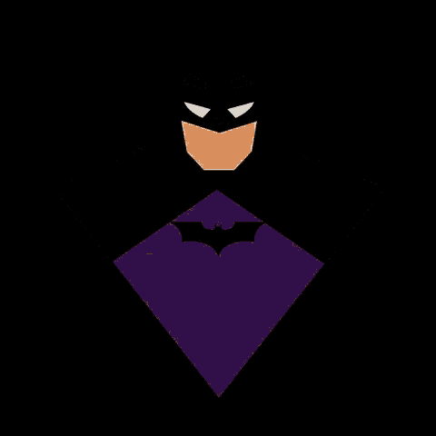 an illustration of batman in a triangle with a bat on his chest