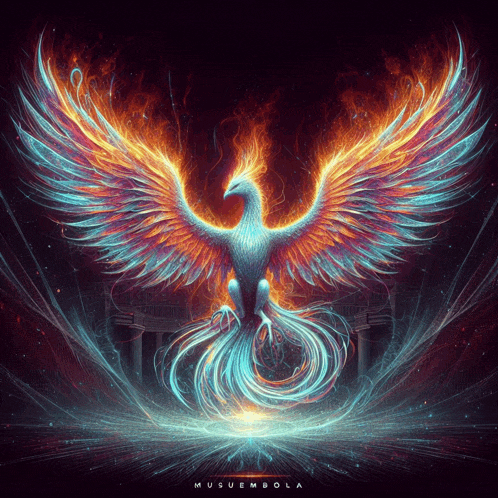 a painting of a phoenix with the name musuebola on the bottom