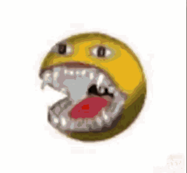 a close up of a yellow smiley face with two hands behind it on a white background .