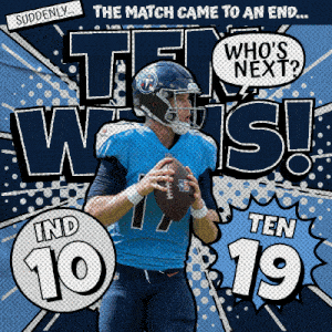 an advertisement for the tennessee titans shows a player holding a football