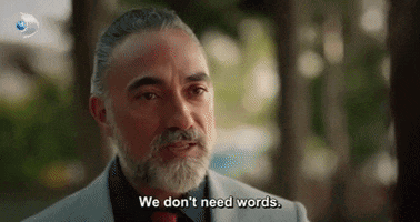 a man with a beard is talking and says we don 't need words