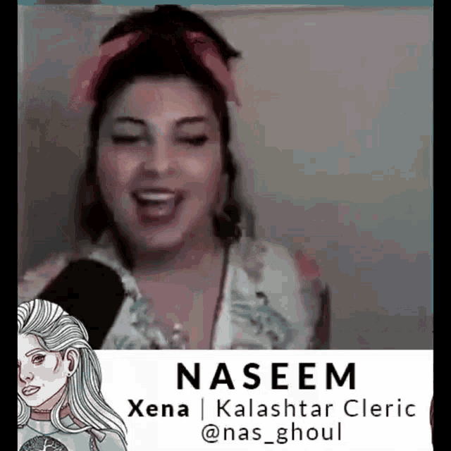 a cartoon of a woman named naseem