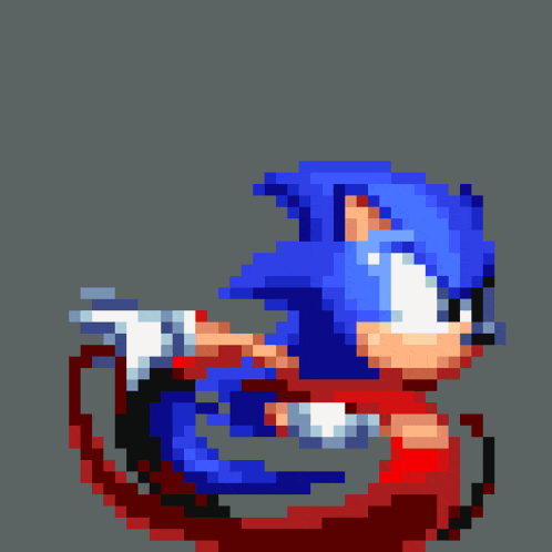 a pixel art drawing of sonic the hedgehog