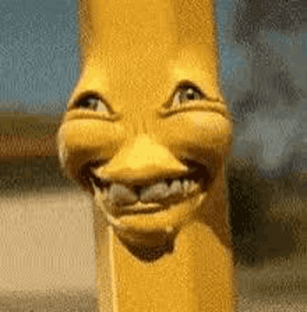a close up of a cartoon character 's face with a big smile on it .