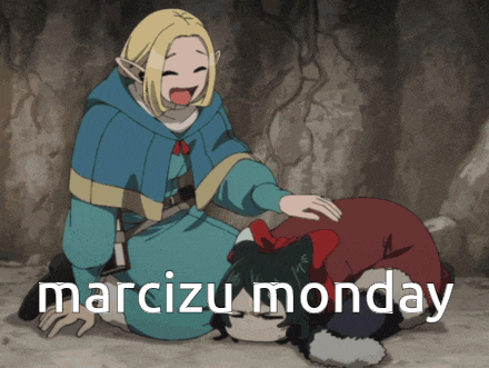 a cartoon of a woman kneeling down next to a boy with the words marcizu monday written on the bottom