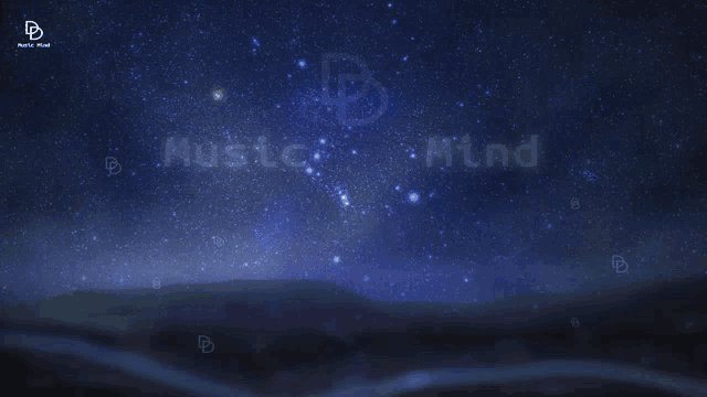 a picture of a night sky with the words music mind on it
