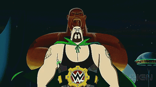 a cartoon of a wrestler with a wrestling belt