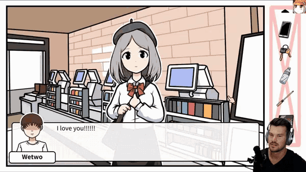 a man and a girl are talking in a video game and the girl says wetwo