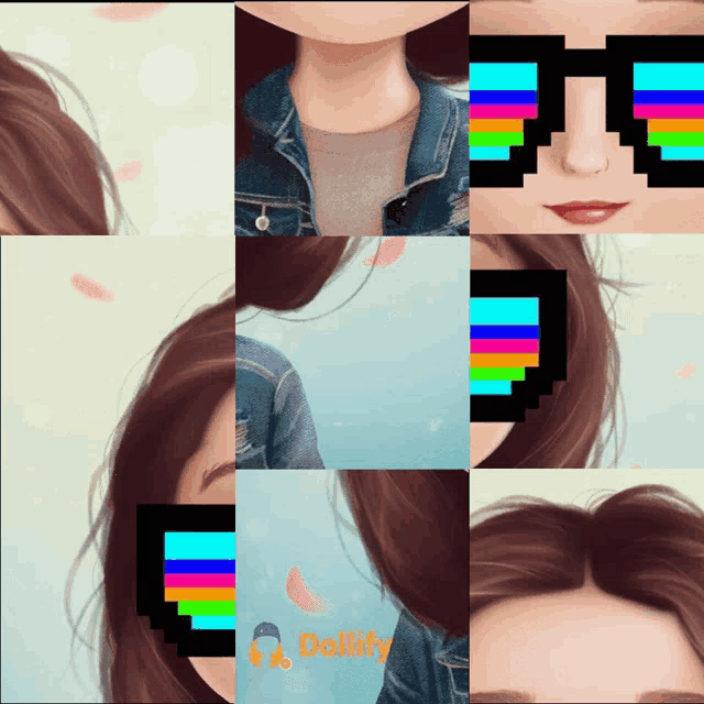 a collage of images of a girl with the word daffify at the bottom