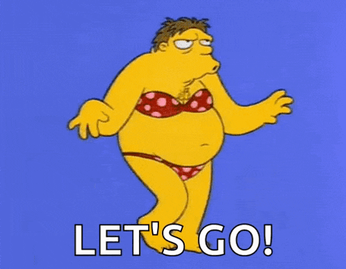 a cartoon character in a bikini says let 's go .