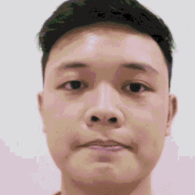 a close up of a young man 's face with a slight smile on his face