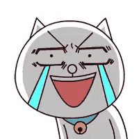 a cartoon cat is crying with tears coming out of its eyes and mouth .