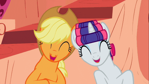 a cartoon of applejack and rarity are smiling