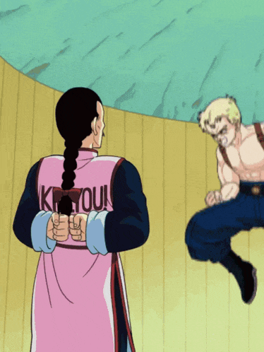 a man in a pink shirt that says kyoui