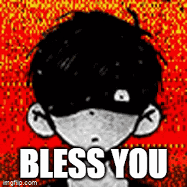 a black and white drawing of a person with the words bless you written on it .