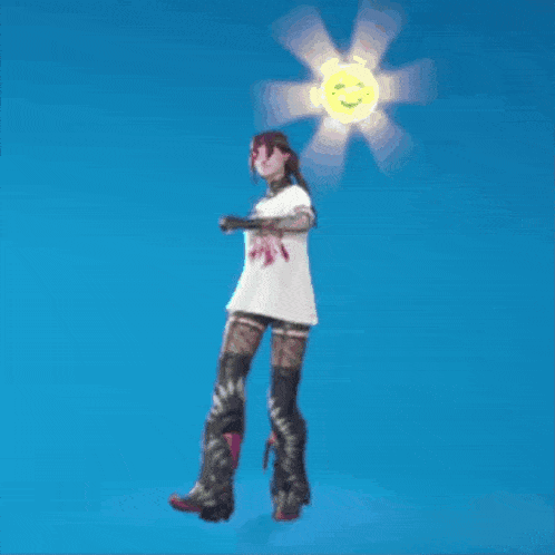 a person is standing in the air with a sun behind them .