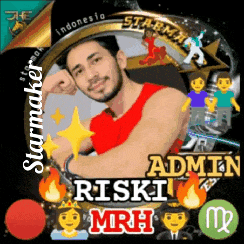a picture of a man in a red tank top with the name riski mri on it