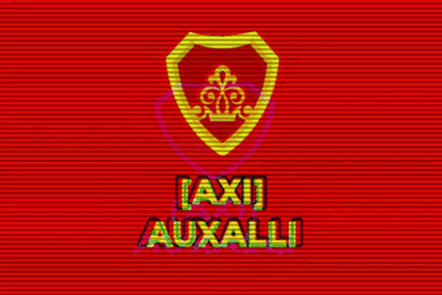 a red background with a yellow logo and the words taxi auxalli