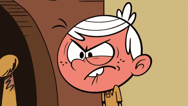 a cartoon character named lincoln loud has a very angry look on his face