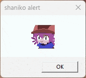 a screenshot of a game that says ' shaniko alert ' on the top
