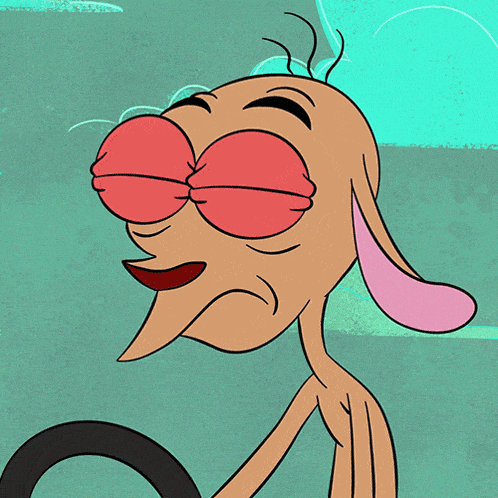 a close up of a cartoon character 's face with big eyes
