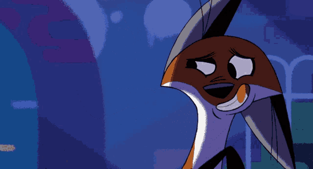 a cartoon drawing of a fox with a surprised look on his face