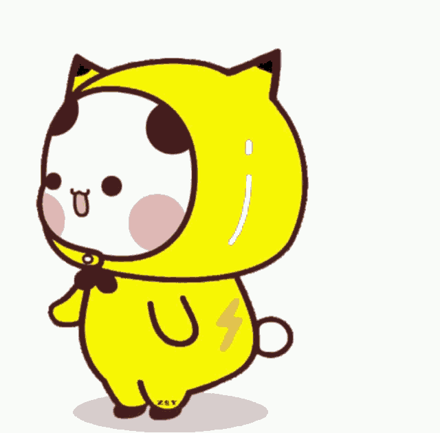 a cartoon drawing of a cat in a pikachu outfit