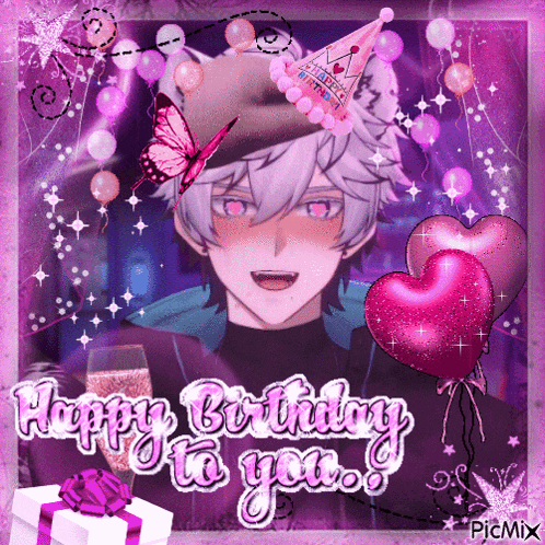 a picture of a boy wearing a birthday hat with the words happy birthday to you on it