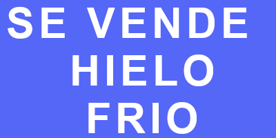 se vende hielo frio is written in white on a blue background