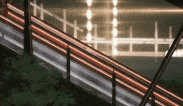 an escalator with a red light on the side
