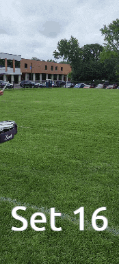 set 16 is written in white on the grass