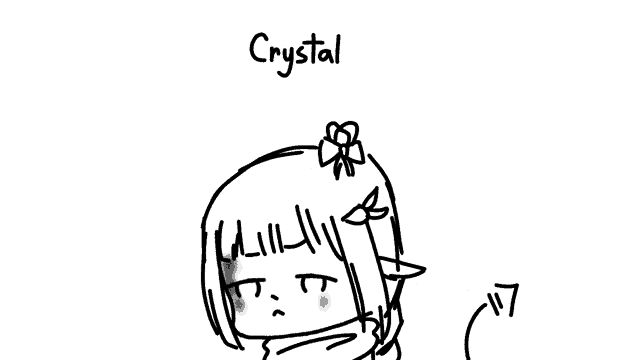 a black and white drawing of a girl with a flower in her hair named crystal