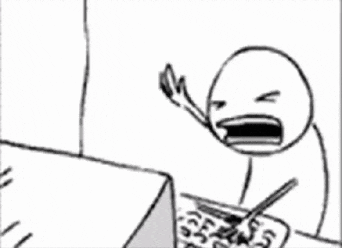 a black and white drawing of a person screaming while sitting in front of a laptop computer .