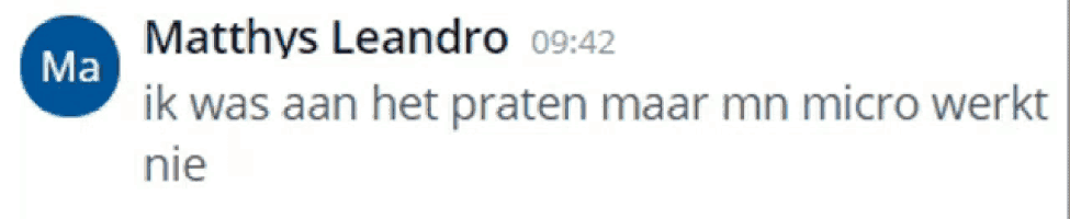 a message from matthys leandro dated 9:42
