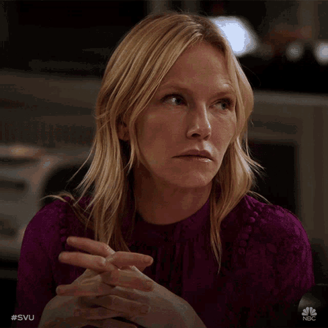 a close up of a woman 's face with the hashtag svu