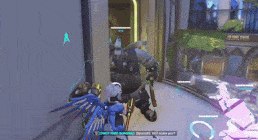 a screenshot of a video game shows a spanish player asking if they scare you