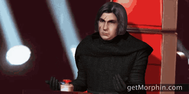 a picture of kylo ren with the website getmorphin.com in the background